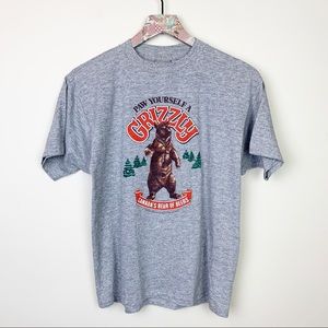 Vintage 80’s ☽ Rare Canadian Grizzly Beer Gray Tee
